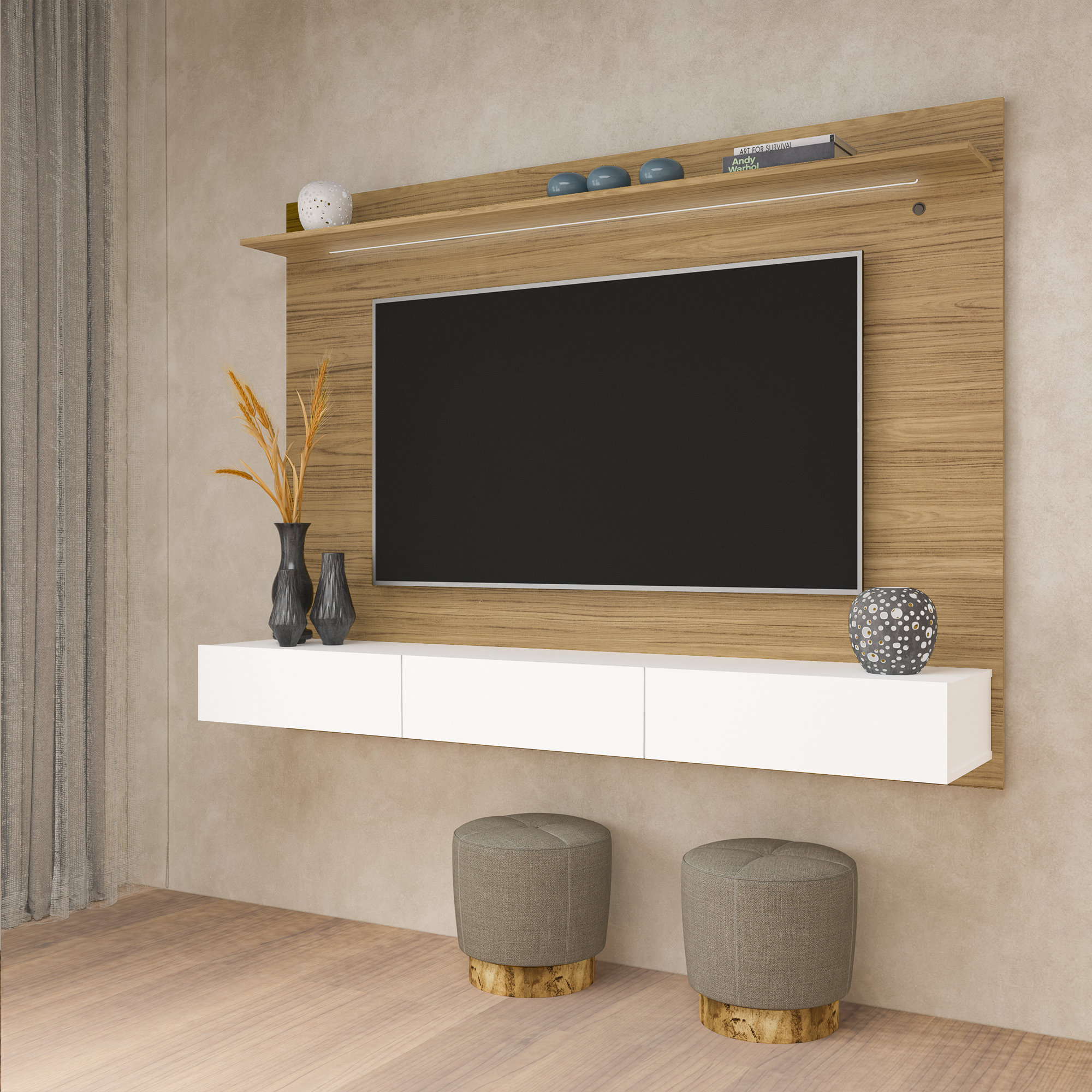Loon Peak® Cajan Floating Entertainment Center, Floating TV Stand, Wall ...